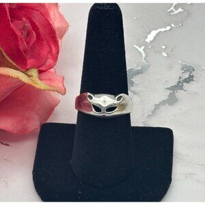 Sterling Silver 925 Unisex Cat Face Ring Size 9.5" Goth Cat Lovers Novelty